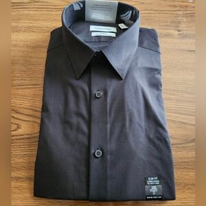 Calvin Klein Slim Fit Black Dress Shirt - Classic Collared